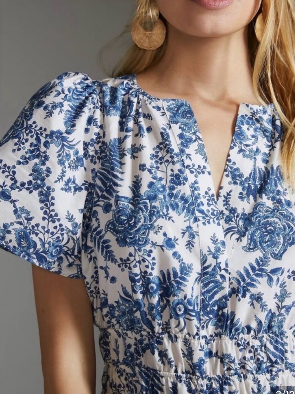 Anthropologie Maeve Somerset Dress in Blue and White Floral Size S - Picture 3 of 11